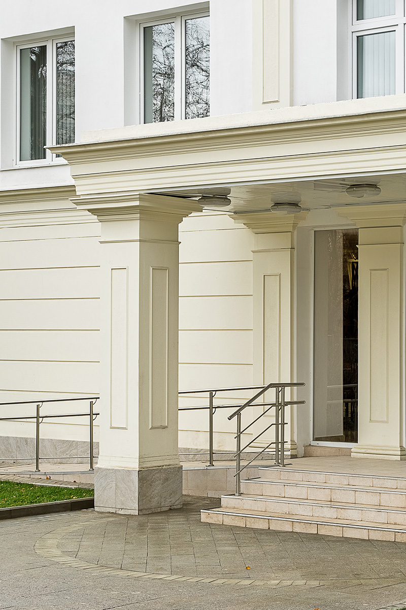 Classic building facade with Gaudi profiles, view 2