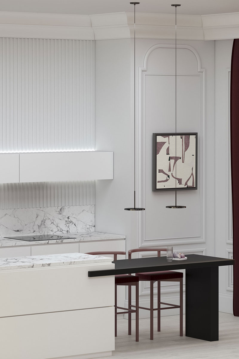 Contemporary kitchen with Gaudi profiles, view 5