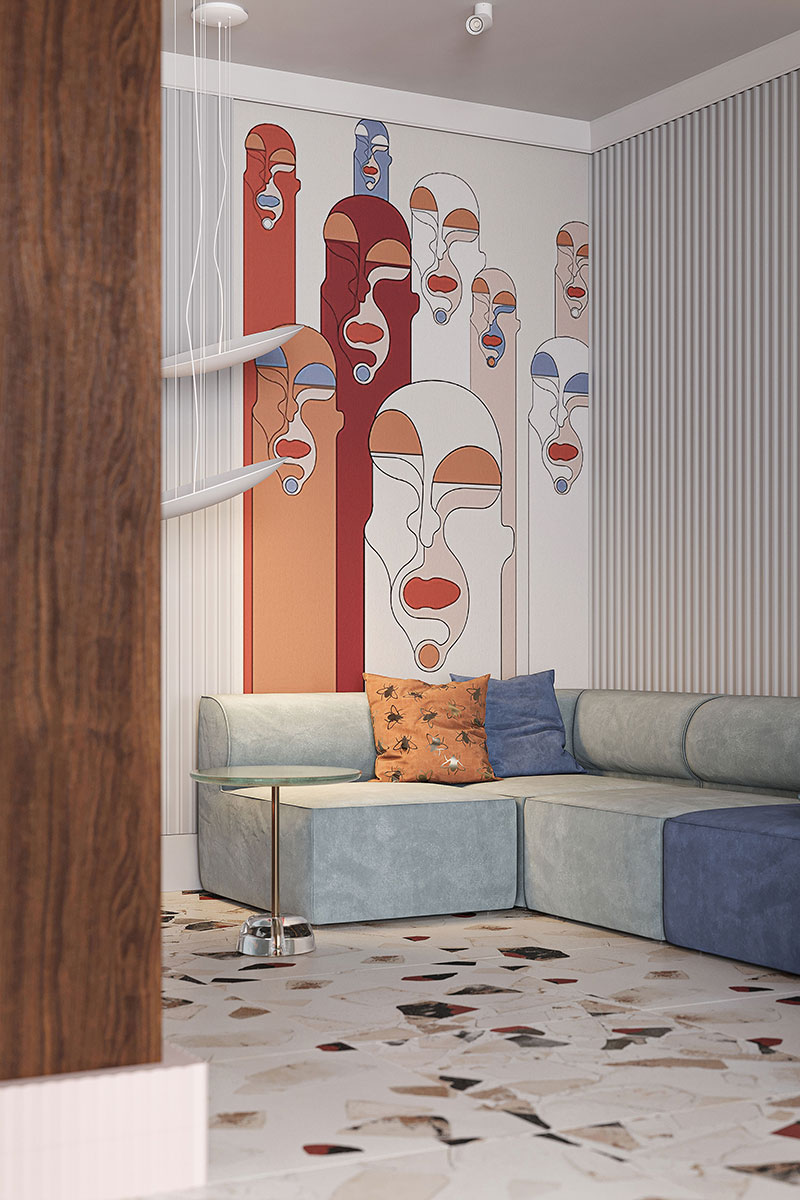 Panelled living room with Gaudi profiles, view 4