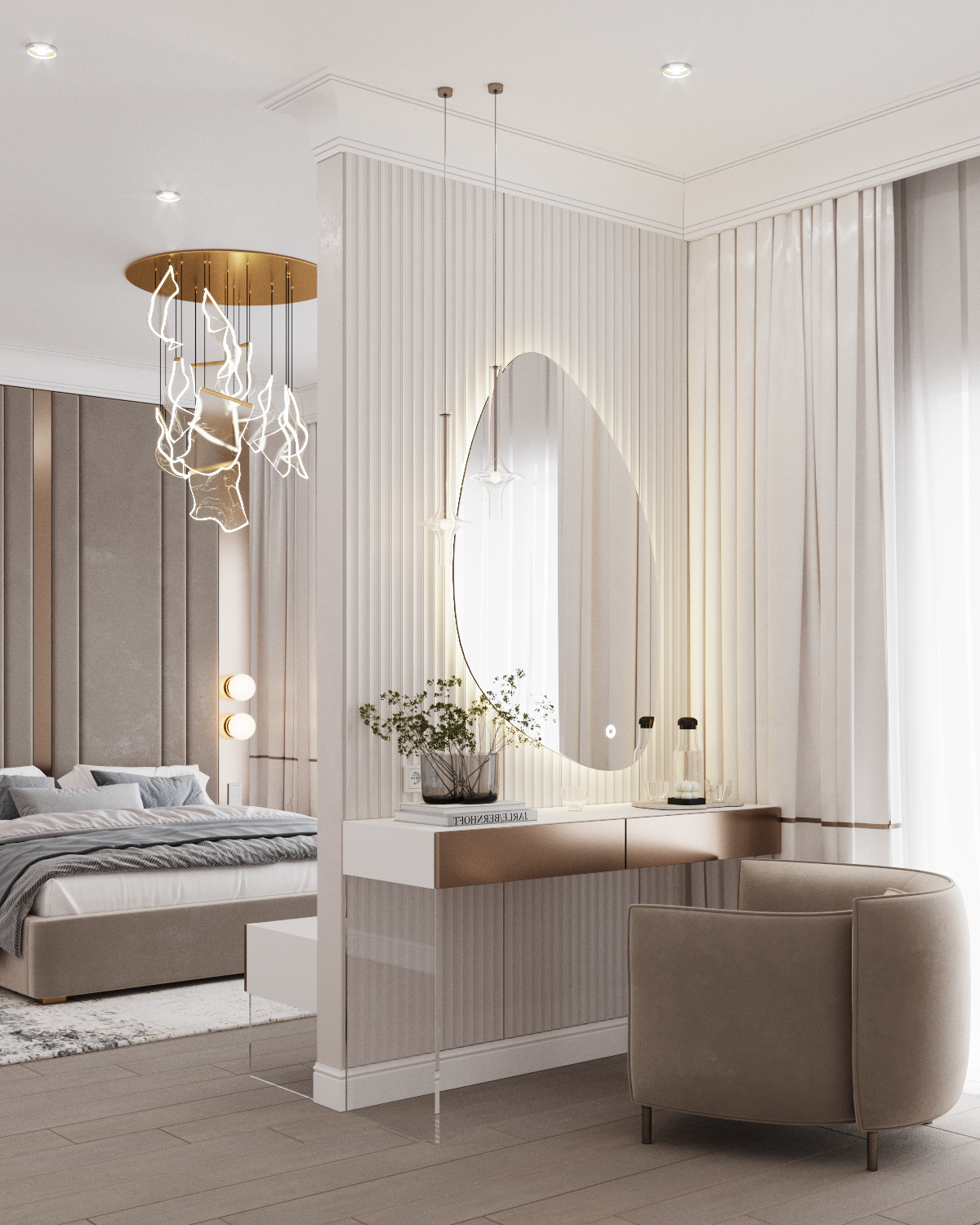 Bedroom decorated with gaudi coving products