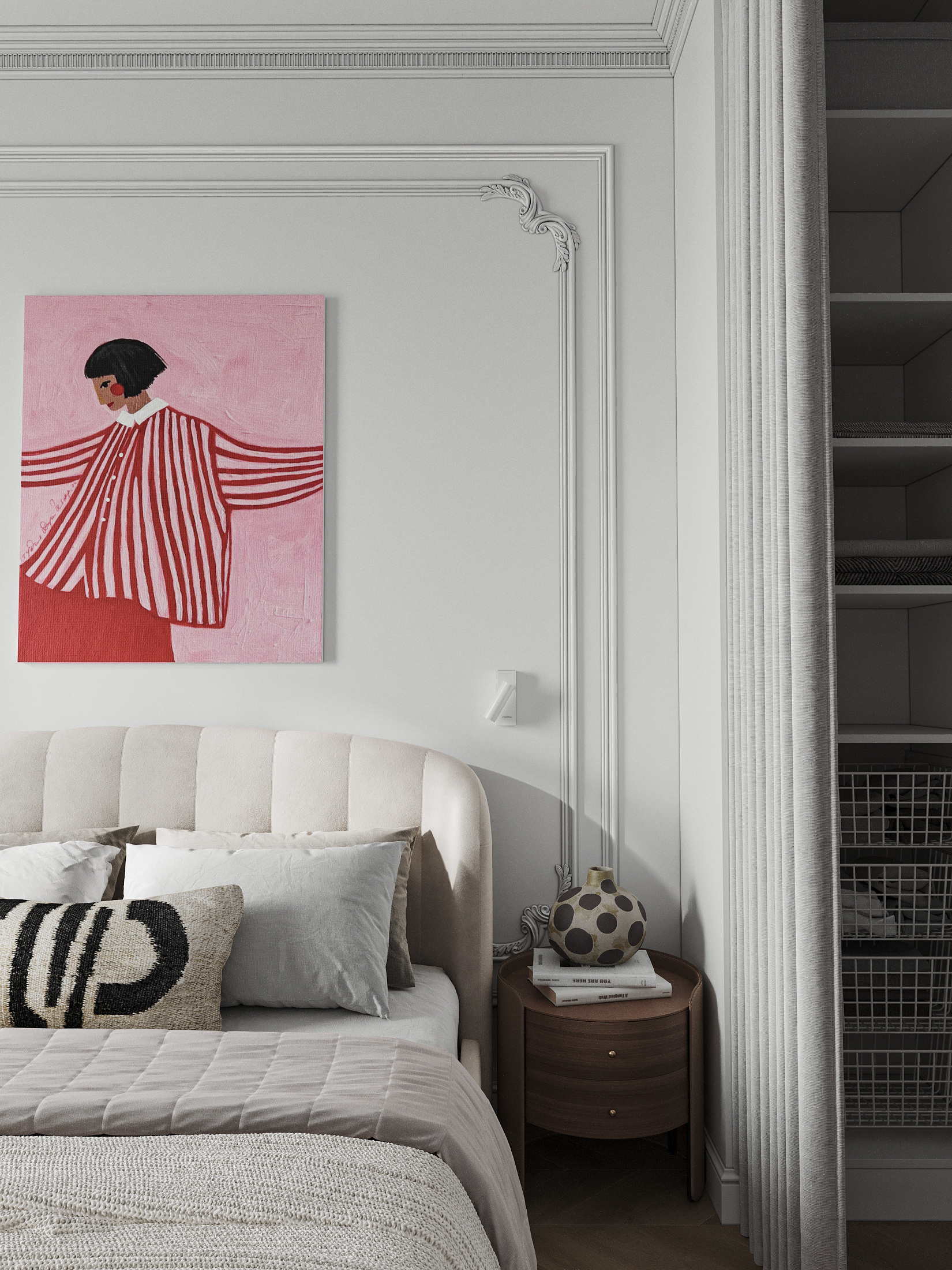 Bedroom interior decorated with gaudi coving products