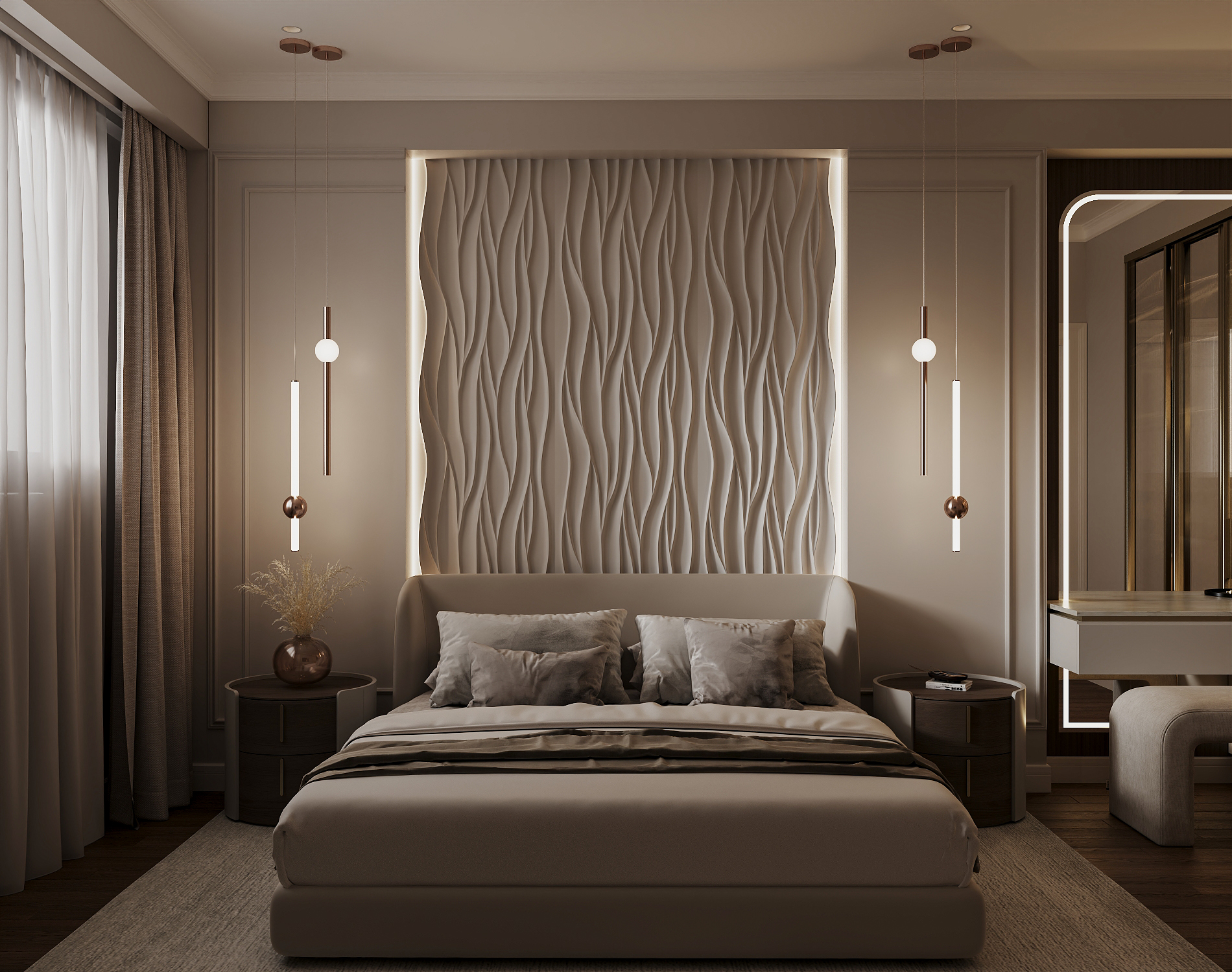 Bedroom decorated with gaudi coving products