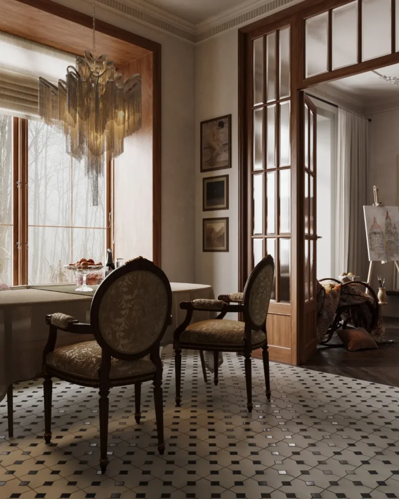 elegant-looking dining room showcasing Gaudi Coving products