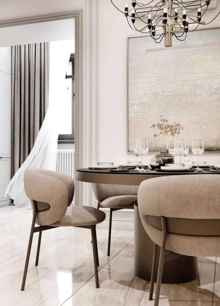 White and Brown Interior by Gaudi Covings